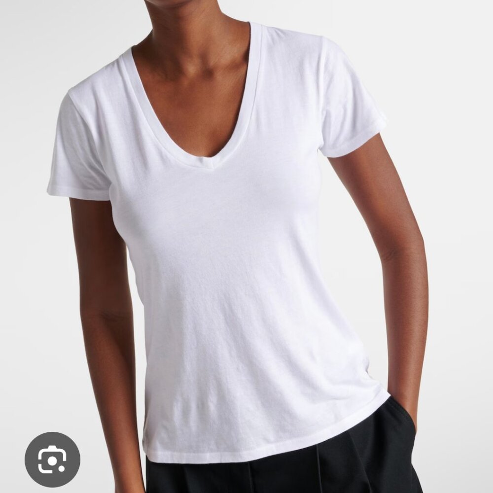 Lilli Lotan Carol V-Neck Jersey Tee in Buttercreme